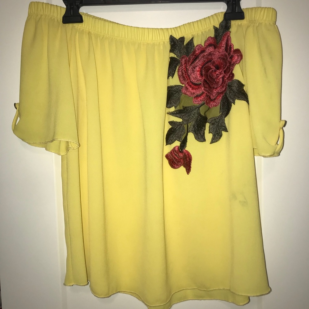 Yellow off the shoulder dress top